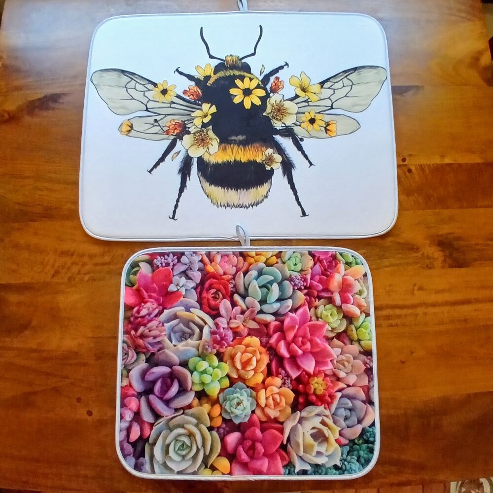 BUNDLE: 2 Ultra Absorbent Reversible Microfiber Dish Drying Mats
